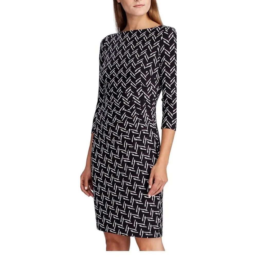 Lauren Ralph Lauren jumbo herringbone print dress size 12